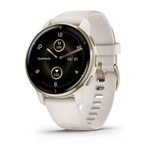 Venu 2 Plus, Cream Gold Stainless Steel Bezel with Ivory Case and Silicone Band